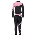thumbnail image 4 of XUNZOO Kids Girls Long Sleeve Zipper Coat Shiny Rhinestones Contrast Color Patchwork Jacket With Leggings Figure Skating Dance Suit Pink 6, 4 of 7