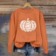 thumbnail image 2 of Arlun,Halloween Chandails en Molleton Citrouille 2025 Mode Automne Femmes Grande Taille Chandails à Lettres Imprimées Hauts Coupe Ample Confortables Col Rond Manches Longues Manteau Hauts Sans Capuche Orange G, 2 of 3