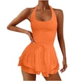 thumbnail image 1 of Kaemgyyd Womens Workout Rompers Stretchy Sleeveless Athletic Running One-Piece Outfit Fashion Drawstring Halter Gym Yoga Jumpsuits, 1 of 6
