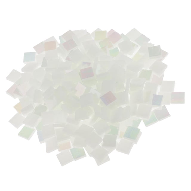 yuksok 250 Pieces Many Color Square Glass Mosaic Tiles For Mosaic Making Craft - Bright Bright white