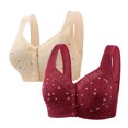 thumbnail image 1 of Plebaso 2 Pack Everyday Bras for Women Front Closure No Underwire Comfort Bras Ladies Full Coverage Bralettes, 1 of 2