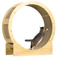 thumbnail image 1 of PawHut 36" Cat Wheel for Indoor Cats with Brake, Scratching Pads, Oak, 1 of 10
