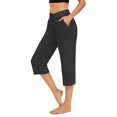 thumbnail image 1 of Plebaso Pantalons Capri pour Femmes Taille Haute Croisée Pantalons de Yoga Décontractés Raccourcis avec Poches, 1 of 7
