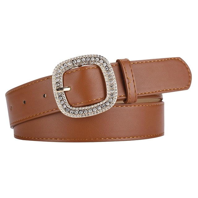 Versatile Wide Belt with Solid Color Square Buckles for Everyday Casual Wear Durable Accessory for Jeans and Tees