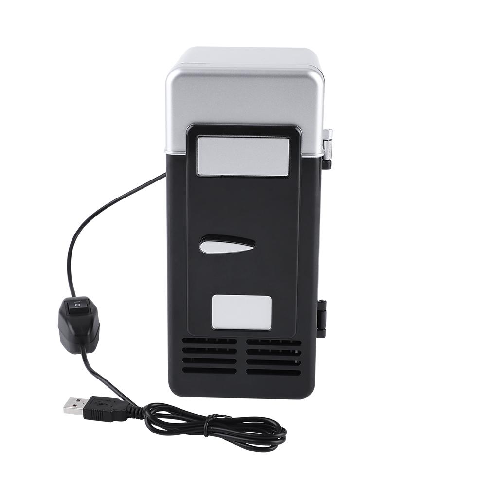 LED Mini USB Refrigerator USB Refrigerator Drinks Beverage Cans Refrigerator and Heater Black Mini USB Fridge