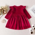 thumbnail image 4 of EGNMCR Baby Girl Clothes Baby Girls Sweet Long Sleeve Round-Neck Flock Macrame Solid Color Princess Dress, 4 of 4