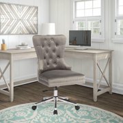 Champagne Office Chair in Grey Velvet, Vintage Office Chair, Executive Chair, Computer Chair Office Chair 360 Degree Swivel for Home