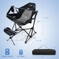 thumbnail image 2 of Gymax 2 Pcs Hamac Chaise de Camping avec Repose-Pieds Rétractable et Sac de Transport pour le Camping Noir, 2 of 10
