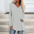 thumbnail image 2 of KIHOUT Spring Winter Womens Tops Solid Color T-shirt Long Sleeves Blouse V-Neck Casual Mid-Length Blouse Tops, 2 of 5