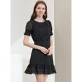 thumbnail image 3 of INSPIRE CHIC Women's Ruffle Hem Short Puff Sleeve Party A-Line Mini Dress, 3 of 6
