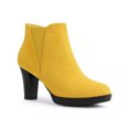 thumbnail image 1 of Allegra K Bottines Chelsea à Talons Blocs Bout Rond pour Femmes Jaune 6.5, 1 of 5