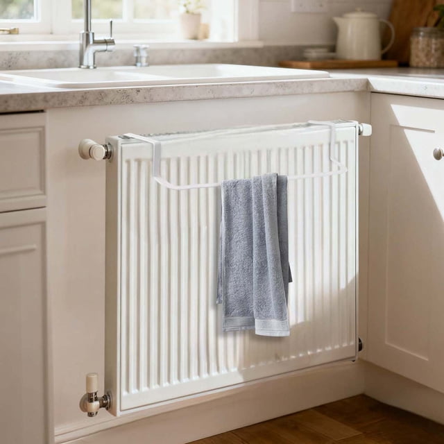 Solution de Rangement pour Textiles de Maison pour Salles de Bain et Buanderies Rail de Radiateur pour Serviettes et Chaussettes en Métal avec Conception Gain de Place