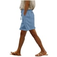 thumbnail image 2 of LVHAOGJOB Womens Shorts Plus Size Elastic Waist with Pockets Cottton Linen Solid Color Loose Summer Shorts Pants for Women Drawstring, 2 of 9
