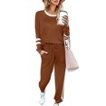 thumbnail image 1 of Innerwin Jogger Set Long Sleeve Ladies Sweatsuits Jogging Pullover Loungewear Two Piece Outfit Brown L, 1 of 7