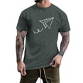 thumbnail image 1 of BOBOGOJP T-Shirt en Coton à Manches Courtes, Chandail Décontracté à Manches Courtes, T-Shirt à Rayures à Col Rond (Gris Foncé,m), 1 of 5