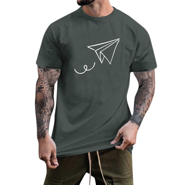 BOBOGOJP T-Shirt en Coton à Manches Courtes, Chandail Décontracté à Manches Courtes, T-Shirt à Rayures à Col Rond (Gris Foncé,m)