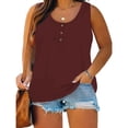 thumbnail image 2 of Timegard Plus Size Tank Tops for Women Button Round Neck Sleeveless Shirts Casual Solid Color Top, 2 of 6