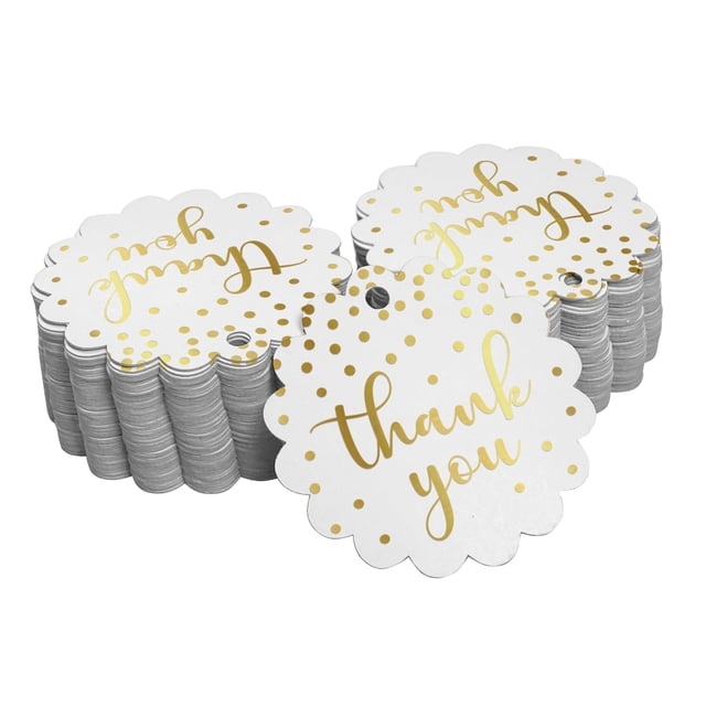 Inkdotpot 50 Pack Thank You Bridal Shower Favor Paper Tags Craft Real Gold Foil Hang Tags