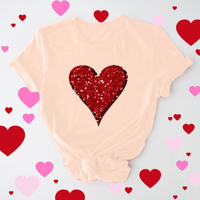 Cadeau de la Saint-Valentin pour Femmes T-shirt Décontracté à Col Rond à Manches Courtes Imprimé Arbre de Noël