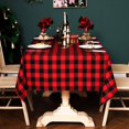 thumbnail image 4 of Buffalo Plaid Round Tablecloth Rustic Checkered Table Cover for Kitchen Dinning Room Party Home Picnic (Black and Red, 55"×87"), 4 of 6