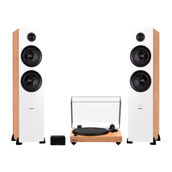 Fluance RT82 Reference High Fidelity Vinyl Turntable, PA10 Phono Preamp and Ai81 Powered Floorstanding Speakers, Ortofon OM10 Cartridge, 150W Class D Amplifier, Bluetooth (Lucky Bamboo)