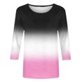 thumbnail image 5 of VSSSJ Hauts à Manches 3/4 pour Femmes Décontractés Tendance à Imprimé Dégradé Manches Raglan Col Ras du Cou Coupe Décontractée Tunique T-Shirt Respirant Noir m, 5 of 5