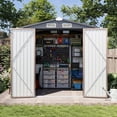 thumbnail image 1 of GVDV Metal Shed , 6 x 4 ft Metal Outdoor Storage Shed with Updated Frame, Lockable Doors & Waterproof, Brown, 1 of 9