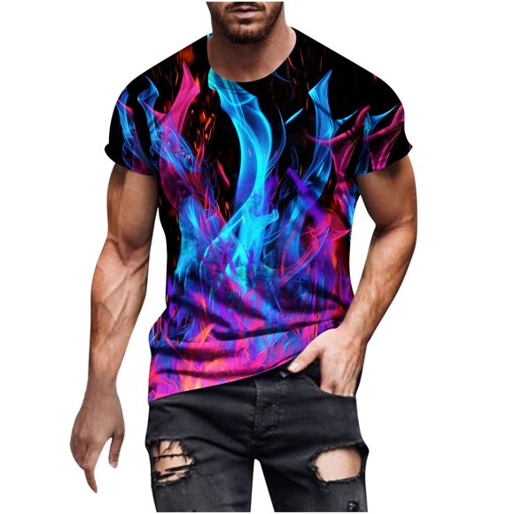 Birdeem Shirts for Men Fashion Men Comfortable Printing Short Sleeve Round-Neck Blouses Shirts