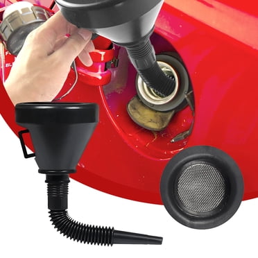 zanvin Flexible Spout Funnel with Mesh Filter Extension Hose Retractable Travel Funnel for Car Engine Oil Gasoline,Black