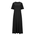 thumbnail image 4 of AherBiu Robe pour Femmes Décontractée à Col Rond, Robe Maxi Fluide à Manches Courtes, Robe Longue Ample avec Poches, 4 of 6