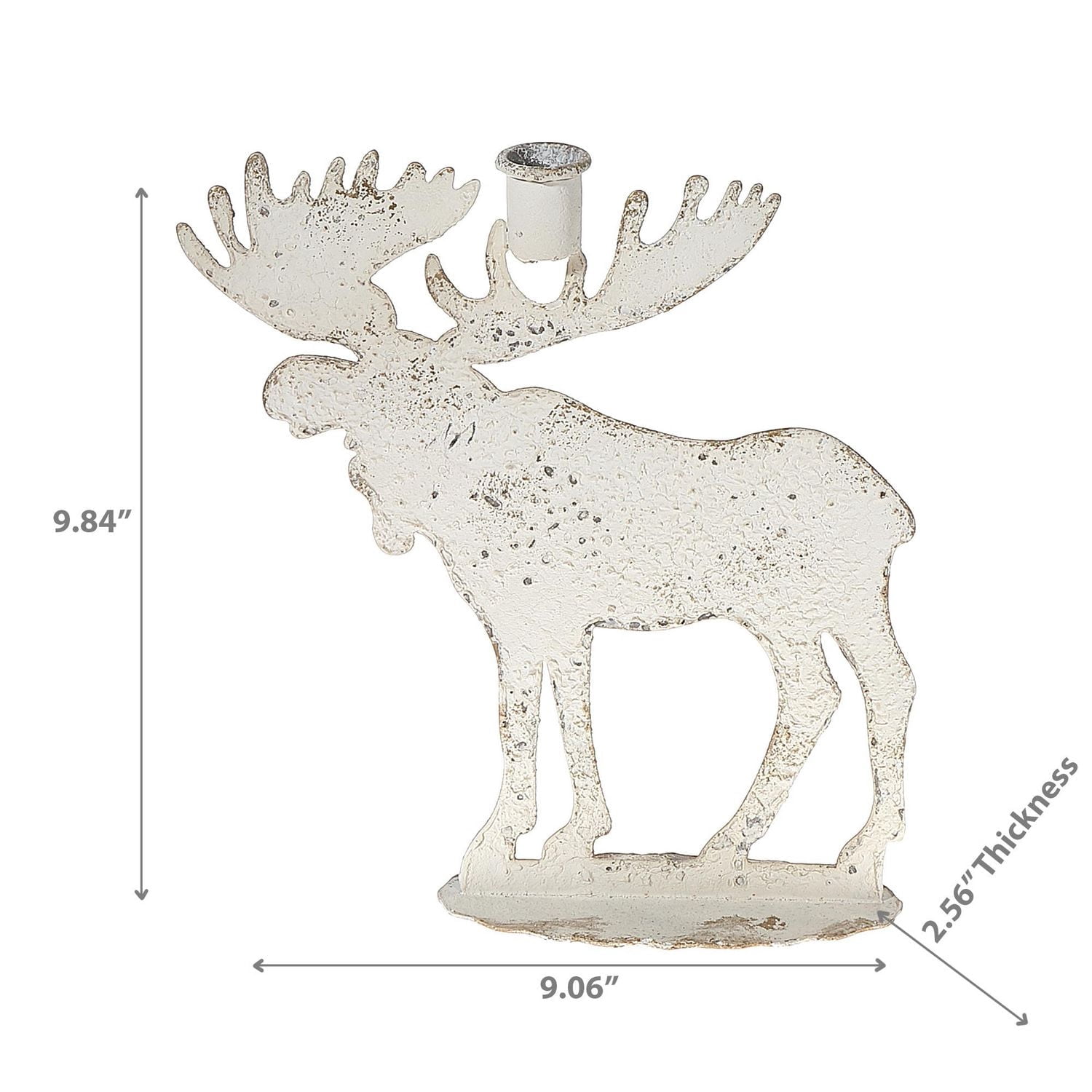 Distressed White Metal Moose