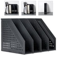 thumbnail image 1 of Deli Collapsible Magazine File Holder Magazine Rack Desk Organizer, 4 Vertical Compartments, Black, 1 of 10