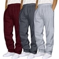 thumbnail image 2 of Kcodviy Male Hip Hop Pants Jean Cut Straight Fit Pants Men Casual Solid Color Track Open Leg Pants Cuff Lace Up Workout Men Stretch Pants with Pocket Pcs, 2 of 3
