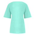 thumbnail image 5 of CHOK Mchoice Chemises pour Femmes 2024 à Manches Courtes Décontractées Hauts Grande Taille Col Rond Imprimé Ample Blouse en Coton et Lin à Boutons, 5 of 5