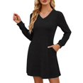 thumbnail image 2 of RKSTN Robes pour Femmes Printemps Pois Couleur Unie Manches Longues Robe Fermée Robe Ample, 2 of 5