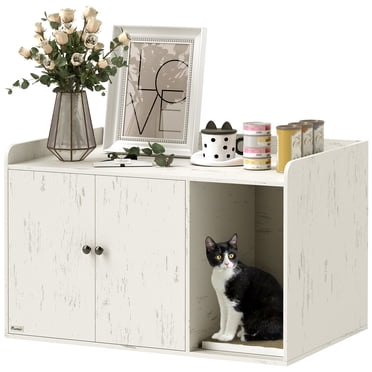 PawHut Cat Litter Box Enclosure, 32" Hidden Litter Box Furniture