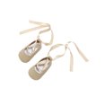thumbnail image 1 of goowrom Kids Princess Shoes, Solid Color Soft Sole Footwear Walking Shoes with Ribbon for Spring Summer, Beige/Pink/Golden, 1 of 5