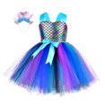 thumbnail image 1 of MIASHUI Robe de Demoiselle d'Honneur Sans Manches à Bretelles, Ensemble Sirène Princesse avec Bandeau, Bleu, 2-3 Ans, 1 of 6