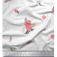 thumbnail image 1 of Soimoi Tissu Voile de Coton Blanc Imprimé Feuilles & Roses Floral au Mètre 56 Pouces de Large, 1 of 3