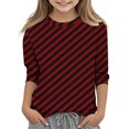 thumbnail image 1 of MeetoTime T-Shirt à Manches 3/4 Rayé Imprimé pour Enfants Col Rond Décontracté Ample Blouses pour Garçons Filles 3-12 Ans, 1 of 4
