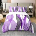 thumbnail image 1 of Erosebridal Housse de Couette Chic Géométrique 100 % Coton Format Simple, Rayures Orchidée Housse de Couette 100 % Coton Simple, Décor Abstrait, Réversible 2 Pcs (Sans Couette), 1 of 8