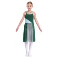 thumbnail image 1 of Lejafay Robe de Danse Lyrique Sans Manches pour Filles Justaucorps Color Block Fête Danse Vert Foncé 6, 1 of 8
