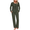thumbnail image 2 of Timegard Ensembles de Pyjamas pour Femmes Confortables, Haut à Manches Longues Froncé à Col Rond et Pantalon, Tenues de Pyjama Amples pour l'Automne, 2 of 6