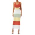 thumbnail image 1 of Fortune Robe Tricotée pour Femmes à Rayures/de Couleur Unie, Taille Ajourée, Dos Nu, à Nouer, Longue, 1 of 9