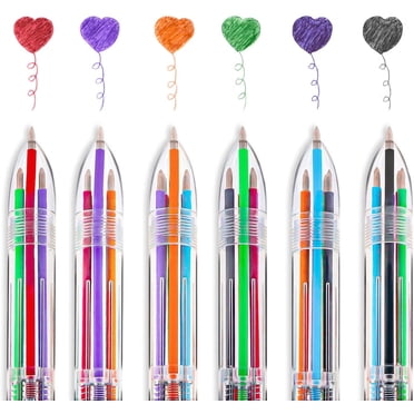 12 Pack 0.5mm 6-in-1 Multicolor Ballpoint Pen, 6-Color Retractable Ballpoint Pens for Office School Students