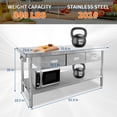 thumbnail image 2 of 1460 lbs Stainless Steel Prep Table with 3 Drawers and Adjustable Shelf, 2 Tier Commercial Workbench for Restaurant Kitchen Food Service, 150 cm 180 cm, 2 of 7