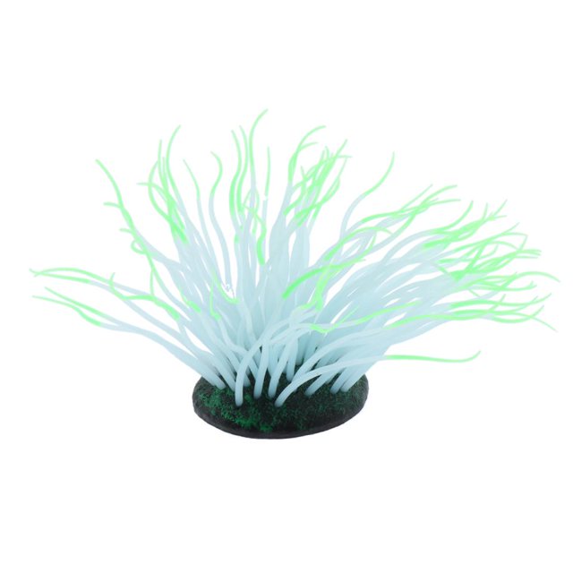 GROWTH TANK Decorative Aquarium Artificial Anemone Simulation Luminous Coral Silicone-Green