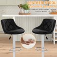 thumbnail image 4 of Modern Bar Stools Set of 2 Counter Height Adjustable Bar Chairs with Back and Chrome Base PU Leather Barstools Island Chairs for Kitchen Living Room Pub Swivel Bar Stools (Black), 4 of 7