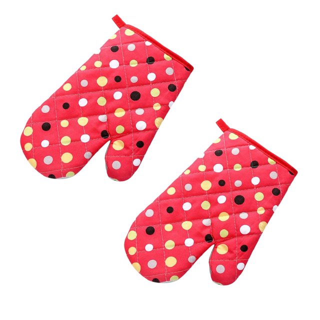 Oleegame 2PC Pot Oven Pad Gloves Proof Microwave Protected Dot Heat Mitts Cooking Kitchen Kitchen,Dining & Bar Black