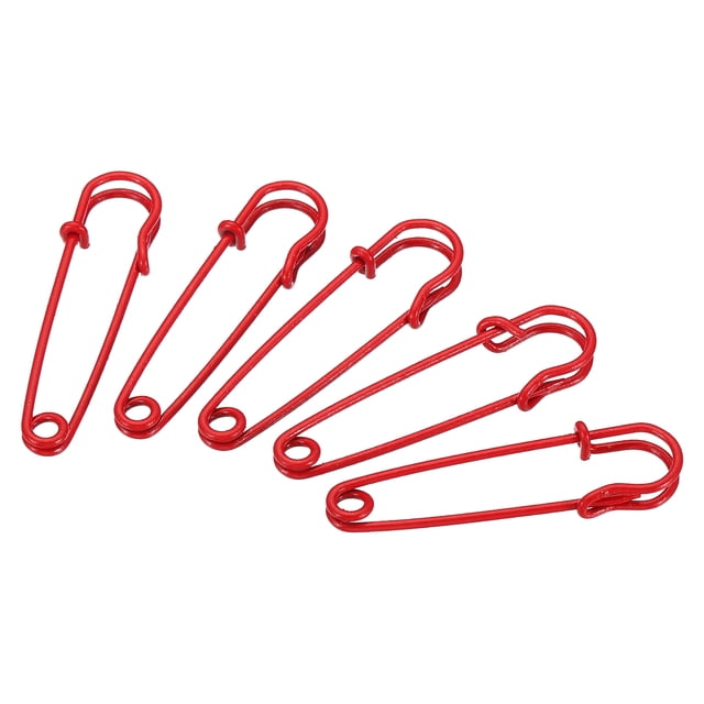 Uxcell Safety Pins 1.97 inch Large Metal Sewing Pins Red 20Pcs